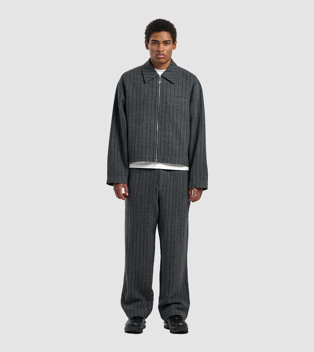 Striped Wool Pants Grey