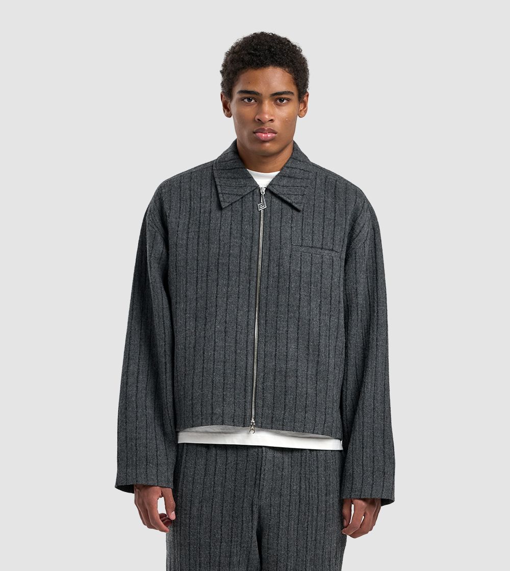 Striped Wool Jacket Grey