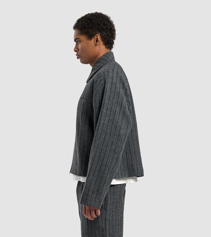 Striped Wool Jacket Grey