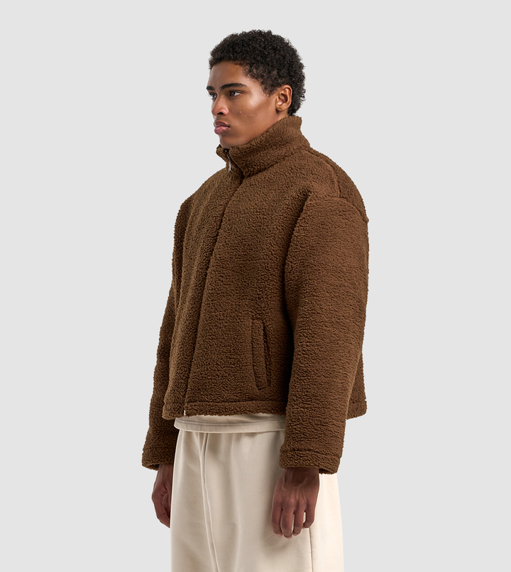 Fleece Zip Sweater Brown