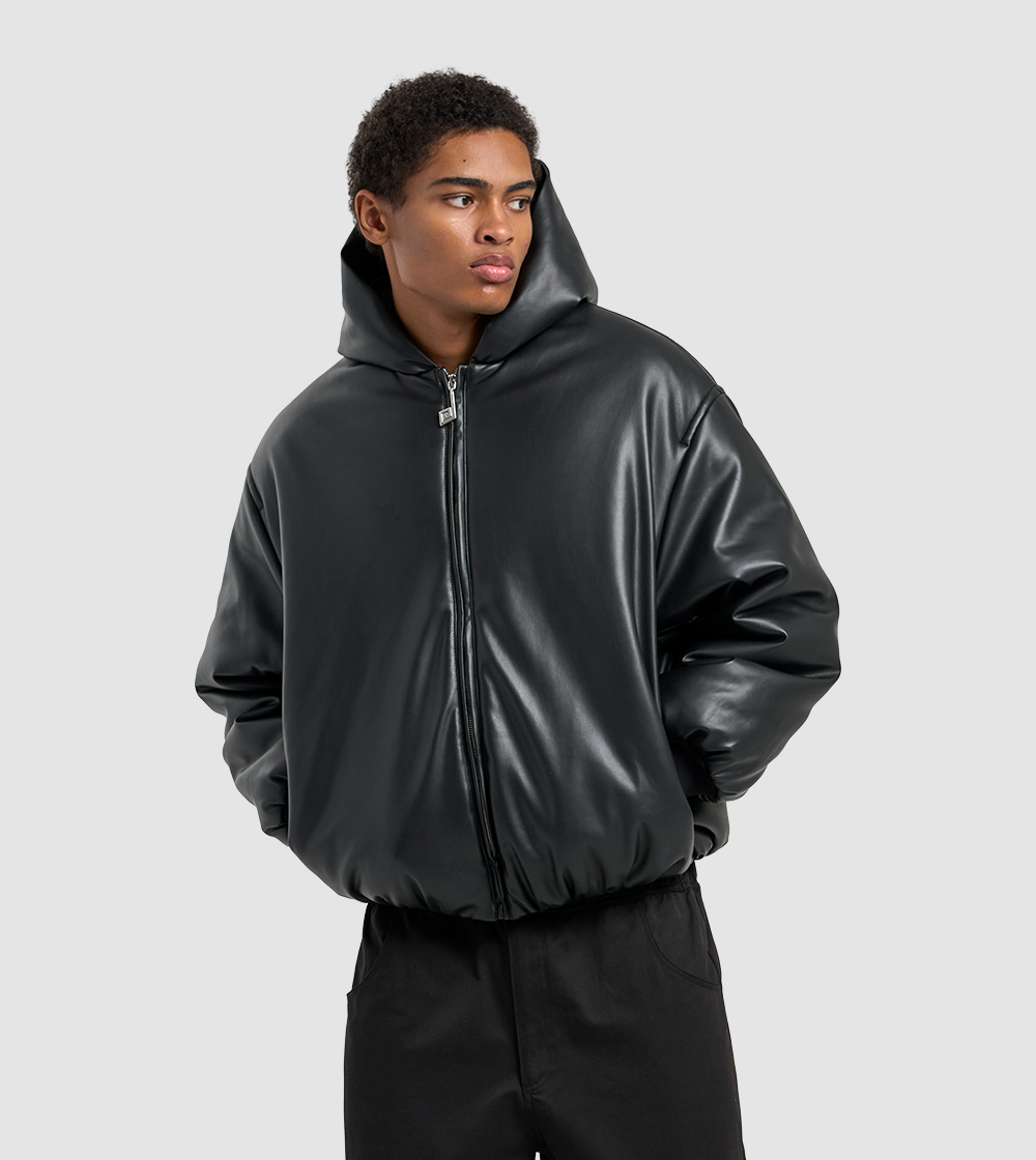 Puffer Leather Jacket