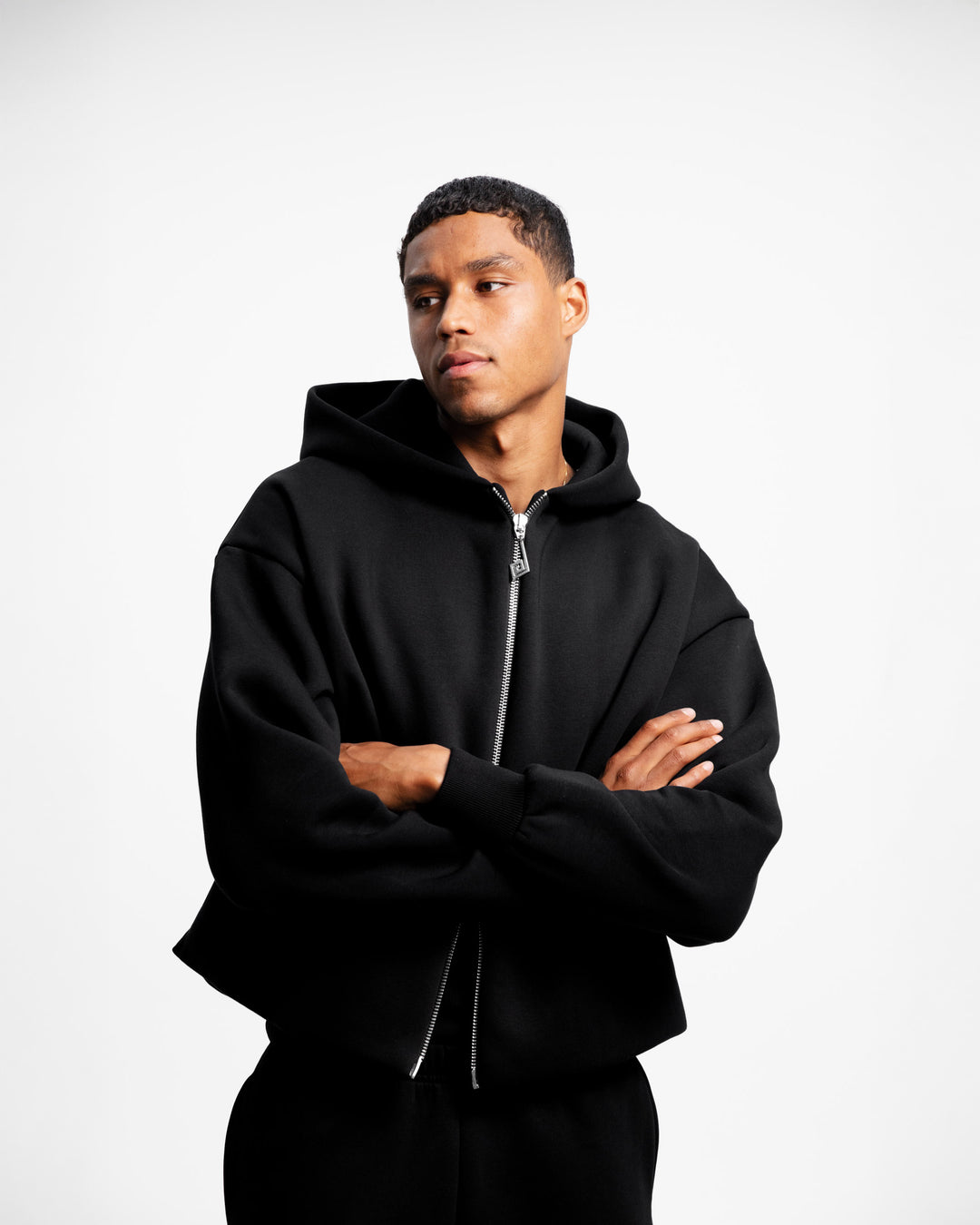Zip Hoodie Shorts Tracksuit Black