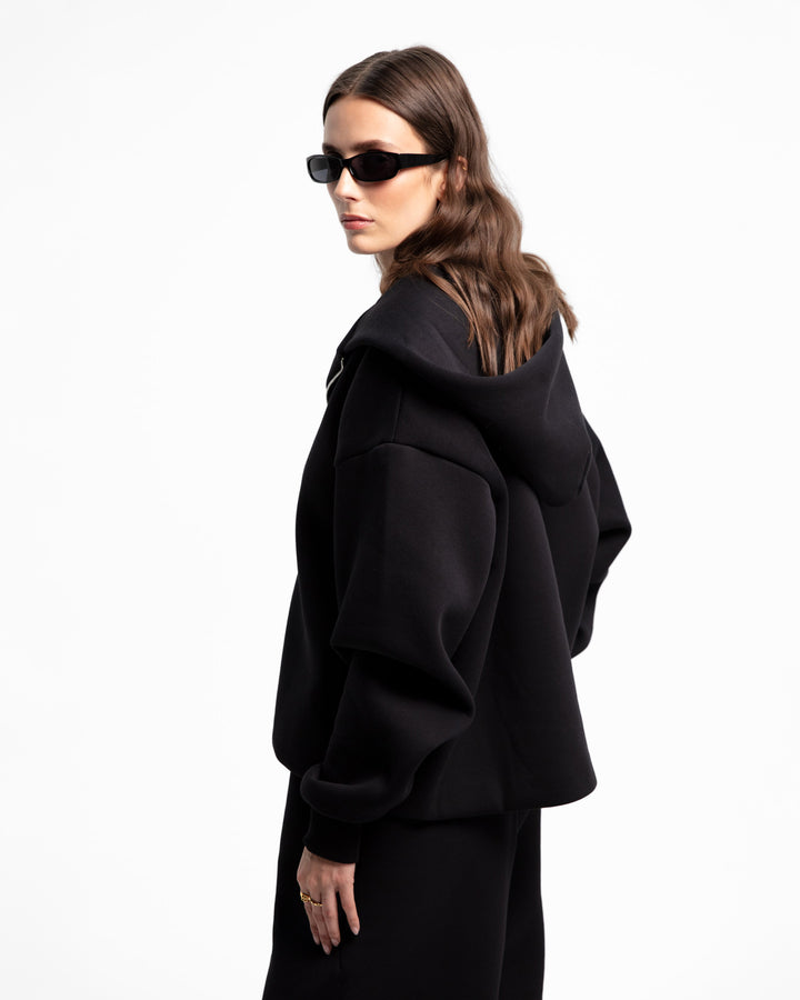 Zip Hoodie Shorts Tracksuit Black