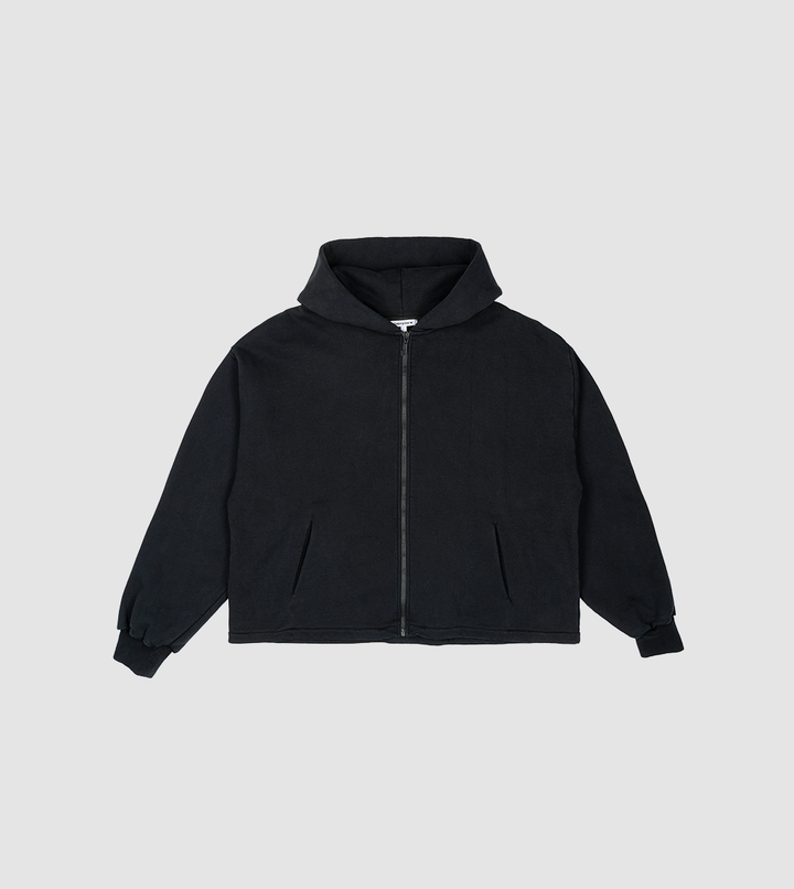 Zip Hoodie Raw Black